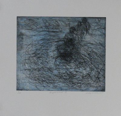 Click the image for a view of: David Koloane. Baptismal III. 2009. Etching. 391X414mm